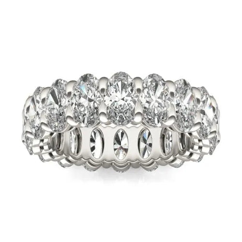 4 CTW Oval Lab Grown Diamond Couture Classic Eternity Ring 14K White