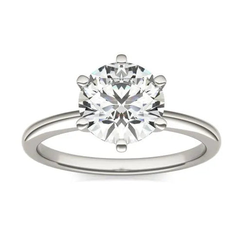 2 CTW Round Lab Grown Diamond Six Prong Solitaire Engagement Ring -