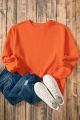 Smoke Green Solid Color Drop Shoulder Terry Sweatshirt