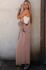 DUNE Corded Solid Adjustable Straps Wide Leg Loose Jumpsuit