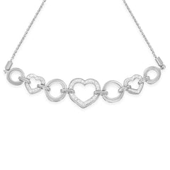 .925 Sterling Silver Diamond Accent Interlinking Triple Heart 4”-10” A