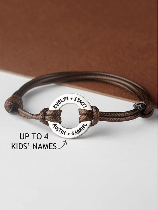 Adjustable Bracelet With Kids Names For Dad, Fathers Day Gift from Son