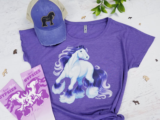 Purple "Joy" Gypsy Mare - Triblend Dolman Tee