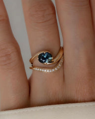 Gold Plated Silver Blue Zircon Oval Ring