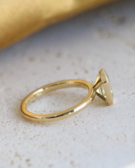 Gold Plated Silver White Zircon Octagon Ring