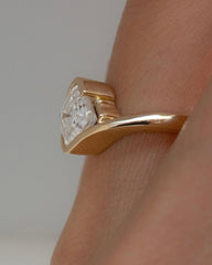 Gold Plated Silver White Zircon Octagon Ring