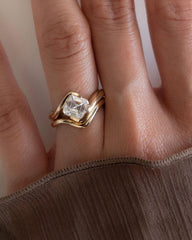 Gold Plated Silver White Zircon Octagon Ring