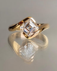 Gold Plated Silver White Zircon Octagon Ring