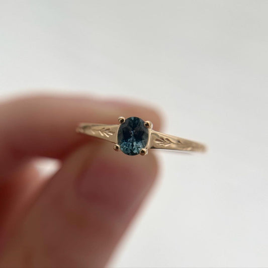 Gold Plated Silver Blue Topaz Round Ring