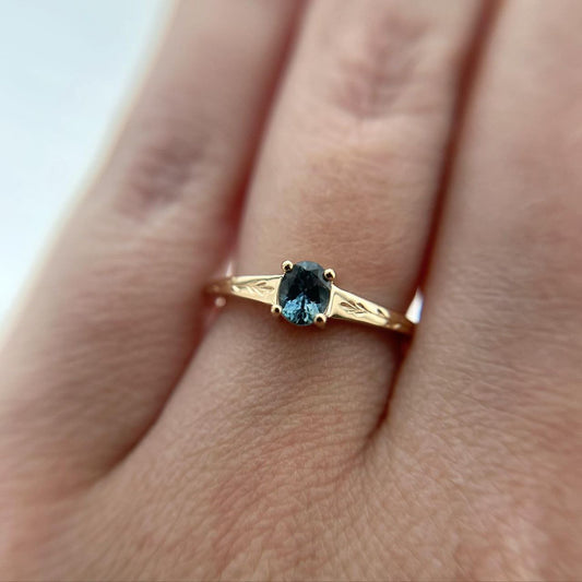 Gold Plated Silver Blue Topaz Round Ring