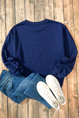 Smoke Green Solid Color Drop Shoulder Terry Sweatshirt