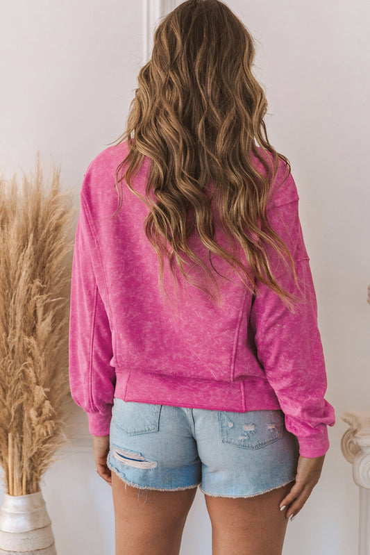 Blank Sweatshirt - Rosy Distressed Casual Loose Pullover Sweatshirt Customized