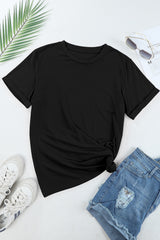 Red Solid Color Basic Crew Neck Plain Tee