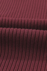 Mineral Red Patch Pocket Ribbed Knit Short Sleeve Sweater