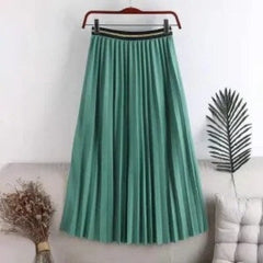 Pleated Versatile Long Skirt With Elastic Waist