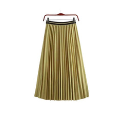 Pleated Versatile Long Skirt With Elastic Waist