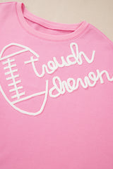 Pink Touch Down Rugby Plus Size Sweatshirt