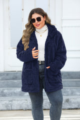 Plus Size Zip Up Long Sleeve Hooded Outerwear