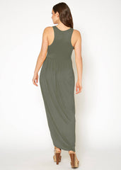 Womens Sleeveless Pleated Maxi Dress