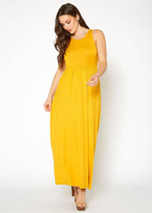 Womens Sleeveless Pleated Maxi Dress