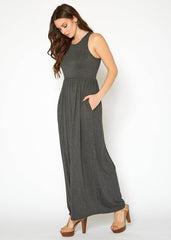 Womens Sleeveless Pleated Maxi Dress