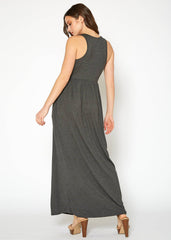 Womens Sleeveless Pleated Maxi Dress