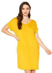 Women's Round Neck T-shirt Dress With Pocket