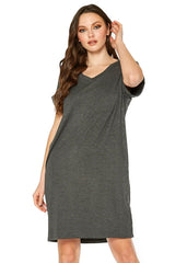 Women's Round Neck T-shirt Dress With Pocket