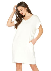 Women's Round Neck T-shirt Dress With Pocket