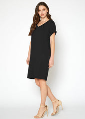 Women's Round Neck T-shirt Dress With Pocket