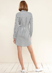 Women's Lace Trim Wrapped Shirt Dress in Ditsy Gingham