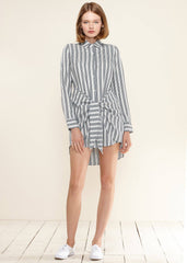 Women's Lace Trim Wrapped Shirt Dress in Ditsy Gingham