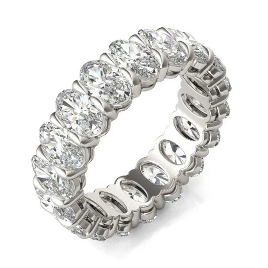 4 CTW Oval Lab Grown Diamond Couture Classic Eternity Ring 14K White