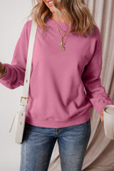 Smoke Green Solid Color Drop Shoulder Terry Sweatshirt