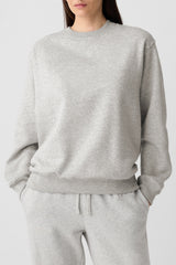 Smoke Green Solid Color Drop Shoulder Terry Sweatshirt