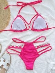 Cutout Halter Neck Two-Piece Bikini Set