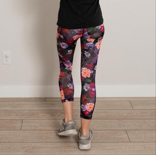 Floral Midi High Waist Active Pants