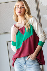 HOPELY Full Size Color Block Long Sleeve T-Shirt