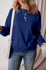 Smoke Green Solid Color Drop Shoulder Terry Sweatshirt