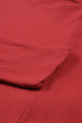 Red Solid Color Exposed Seam Long Sleeve Top