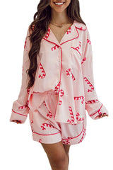 Green Candy Cane Print Christmas Pajama Set