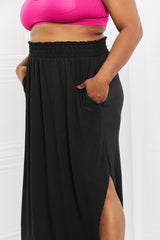 It's My Time Full Size Side Scoop Scrunch Skirt in Black