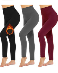 3 Pack Women‚Äôs Fleece Lined Leggings High Waist Stretchy warm