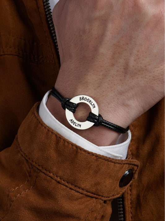 Adjustable Bracelet With Kids Names For Dad, Fathers Day Gift from Son