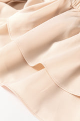 Oatmeal Elegant Satin Ruffle Long Sleeve Blouse