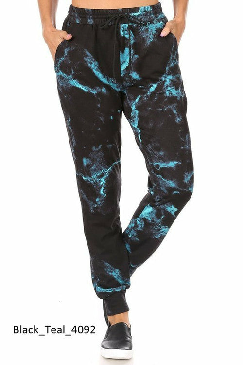 Womens Warm Fleece Marbled Joggers Sweatpants