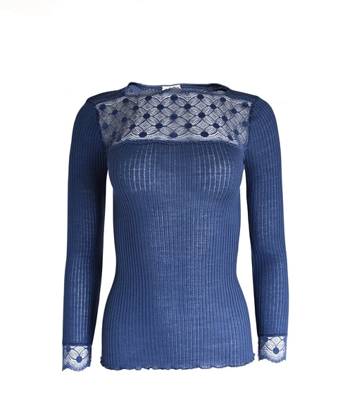 EGI Exclusive Merino Wool Blend Top Lace Trim Long Sleeves. Proudly