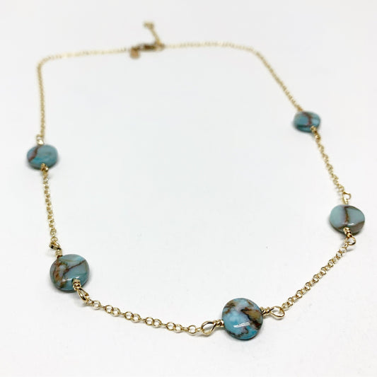 Turquoise Disc Choker Necklace