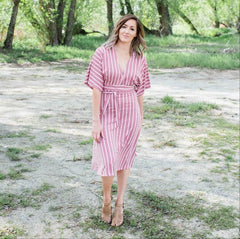 Striped Vee Neck Dress