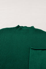 Mineral Red Patch Pocket Ribbed Knit Short Sleeve Sweater